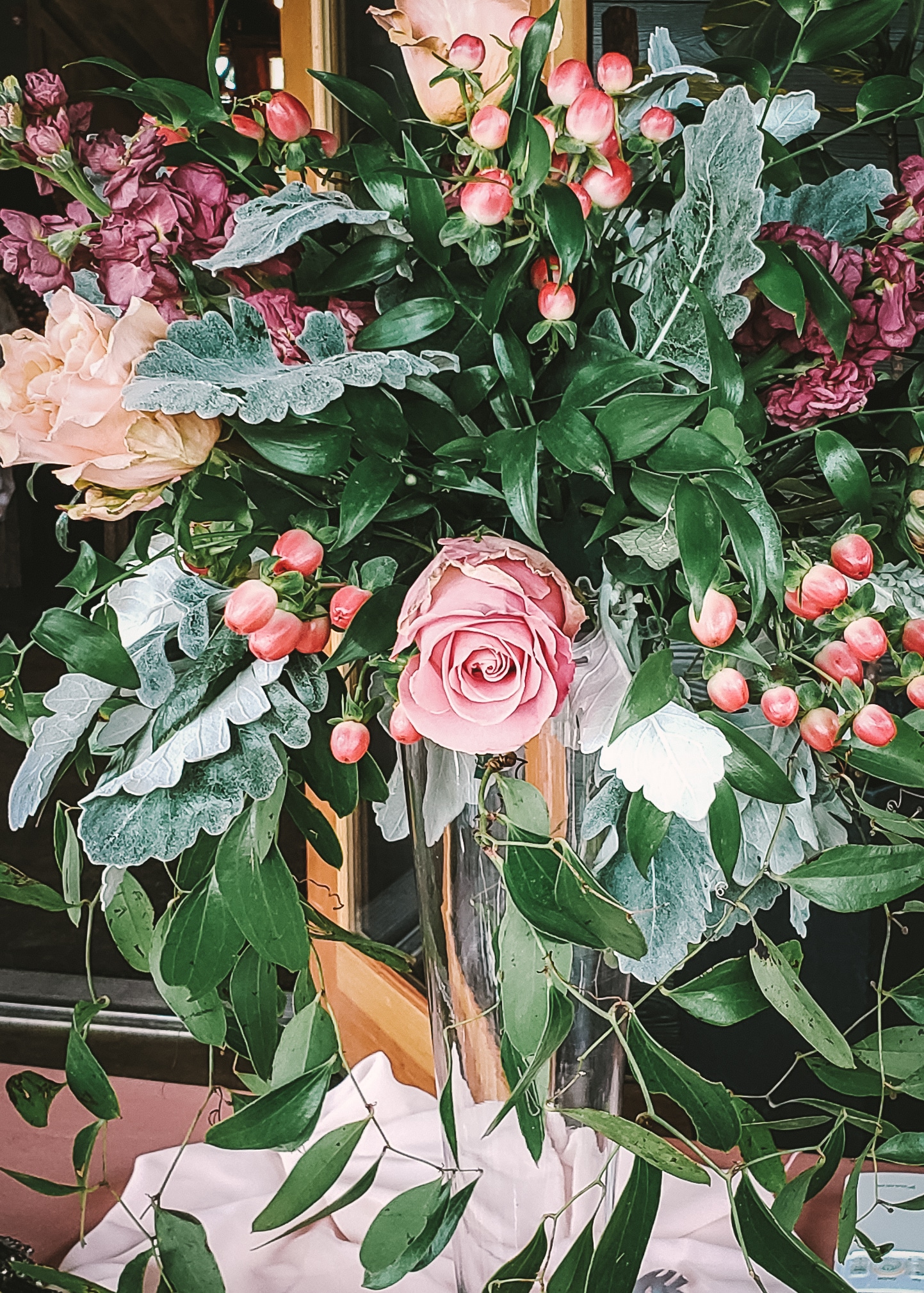 a bouquet of flowers in a vase