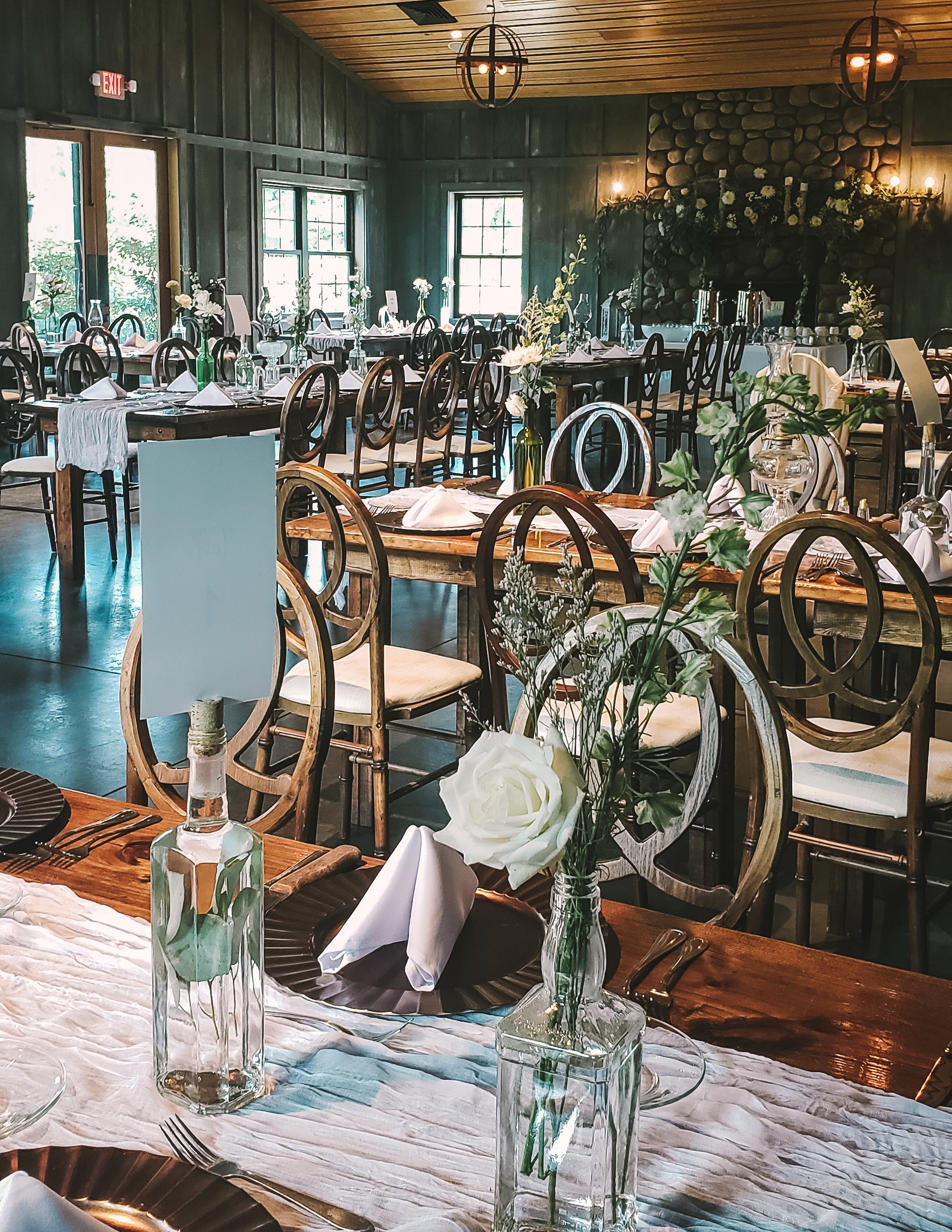 a room with tables and chairs